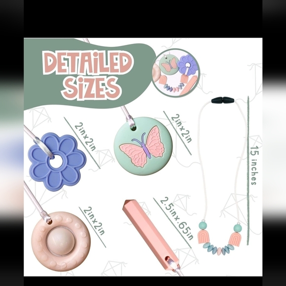 Autism Sensory Oral Teething Necklaces Toys 5 Pieces - Picture 8 of 8